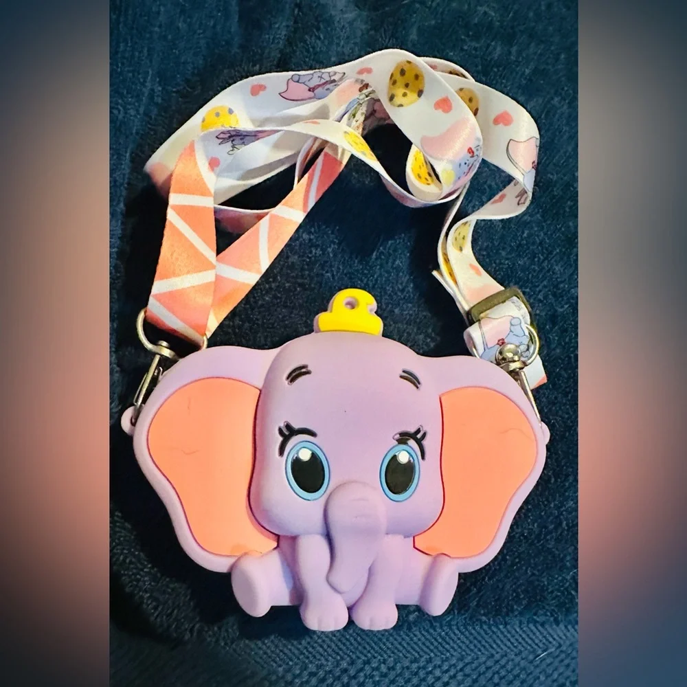 Purple Dumbi Elephant Like Kids Silcone Small Crossbody Bag